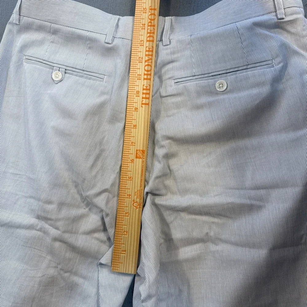Alan Flusser Seersucker Pants Mens 36 X 30 White Blue Striped Chino Casual